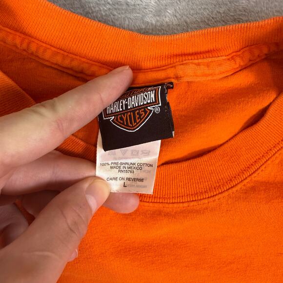 Harley Davidson tucson Arizona Vibrant Orange Long Sleeve Shirt Size L - Picture 2 of 9